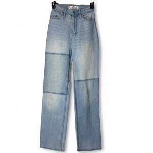 Hollister Women 00R W23 L31 Curvy Ultra High Rise Dad Jeans Light Patchwork Y2K
